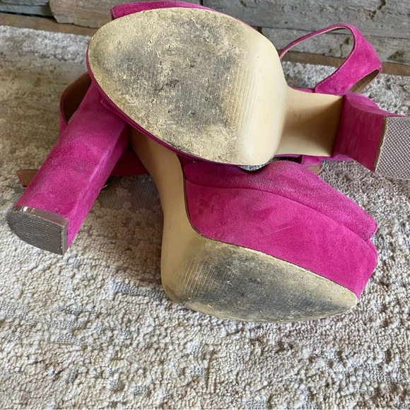 Steve Madden Vintage Y2K Jillyy Platform Heels Fuchsia Pink Suede Leather: 9M - Picture 9 of 12